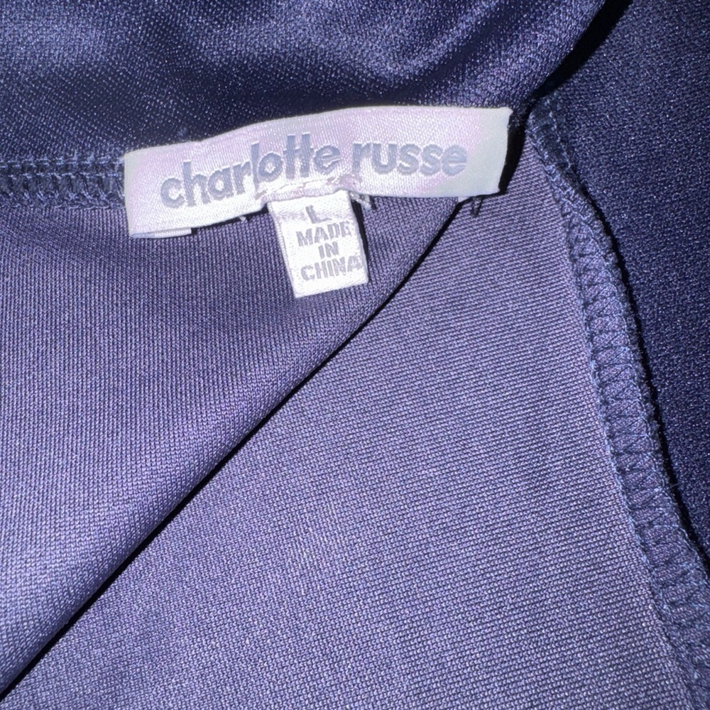 Charlotte Russe Womens Navy Halter Romper 1 Piece Shorts Backless Slit Chest L - Picture 8 of 12